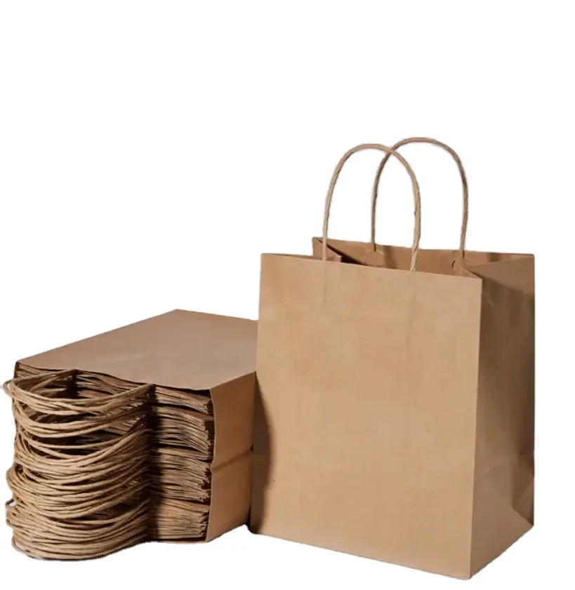 Recycled Kraft paper bag with own logo custom gift paper bag for manufactures