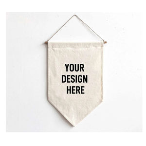 لافتة قماش تسليم سريع رقم MOQ داخلي كامل اللون الزخرفية الرقمية الإعلان مخصص شنقا مثلث قماش القطن راية - Product Image 1
