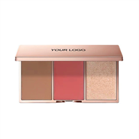 Fond de teint de luxe 3 en 1 en marque propre, poudre minérale pressée professionnelle, contouring, surlignage, éclaircissement, anti-cernes longue durée