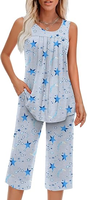 Ensemble de pyjama pour femmes, vêtements de maison, pyjama doux, ensemble deux pièces, pyjama d'été sans manches, combinaison-pantalon avec poches