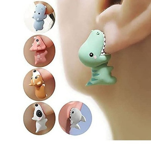 2025 moda 1 par de bonitos dibujos animados suelo suave Animal mordedura arcilla pendientes dinosaurio interesante regalo femenino pendiente - Product Image 1