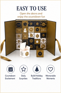 Custom Navy Blue Advent <b>Calendar</b> Box with Double Door Rigid Cardboard Christmas Blind Box Mystery Packaging Gift Wholesale - Product Image 3