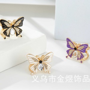 Hebilla para pañuelo con diseño de mariposa y pedrería, en colores negro, blanco y morado, accesorio de joyería de moda para chales y ropa, origen Jinhua - Product Image 5