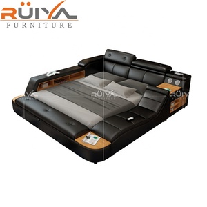 Intelligente Smart <span class=keywords><strong>Bed</strong></span> Luxe Italiaanse Slaapkamermeubilair Set Moderne Functionele King Size Lederen <span class=keywords><strong>Bed</strong></span> Met Opslag - Product Image 1
