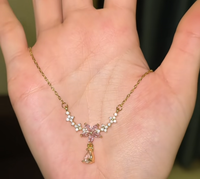 Kalung Bunga Tetesan Air Lapis Emas 18K Anti Karat Tahan Air, Produk Fashion Terlaris