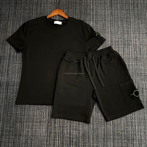 Nouvelle Tendance 2026 Ensemble Deux Pièces Décontracté 100% Coton Oversize Basique Stone Classic Island à Manches Courtes Pour Hommes - Product Image 4