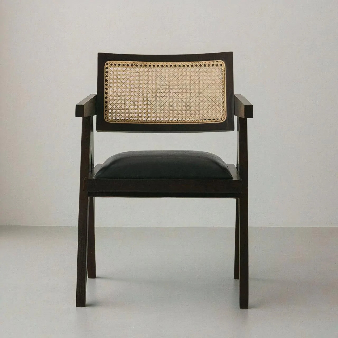 Nordic home furniture solid wood frame indoor chairs high quality rattan arm dining chair