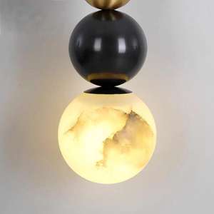 北欧のポストモダンな内部黒真鍮大理石ファンシーウォールライトインテリア高級アラバスター回廊ランプ壁ライト - Product Image 6