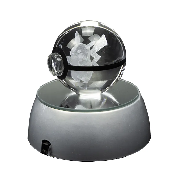 wholesale Crystal K9 Glass Ball custom 3D colorful Lighting Up crystal poke Ball with LED Base for Holiday Decoration Gift