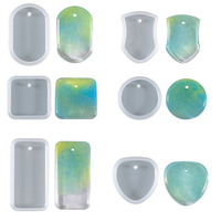 Moule en résine géométrique, moulages en silicone mignons ronds, carrés et en forme de cœur avec trou pour la fabrication de pendentifs et colliers en résine DIY