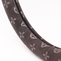 Housse de volant Airespace Dark Coffee Monogram en velours de coton personnalisé, cuir PU gaufré, antidérapante, universelle 38 cm