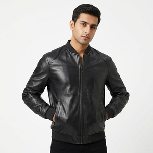 2026 Spring <b>Men's</b> Genuine <b>Leather</b> Cow Skin Vintage Coated Hooded Stand Collar Zipper <b>Jacket</b> for Autumn Fashion - Product Image 1