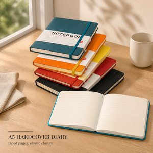 Agenda A5 con Copertina Rigida in Pelle, Pagine <span class=keywords><strong>a</strong></span> <span class=keywords><strong>Righe</strong></span>, Elastico e Logo Personalizzato per Pianificazione Quotidiana - Product Image 2
