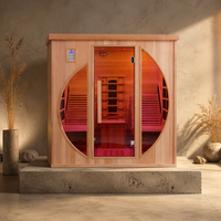 Sauna infrarouge lointain multifonctionnel Red Line à faible EMF pour 2 personnes, avec deux chaises longues confortables pour l'intérieur