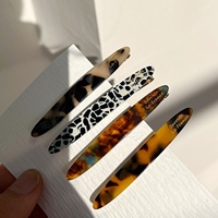 Barrettes à cheveux simples en acétate de cellulose motif écaille de tortue, sans plis, pour franges, vente en gros