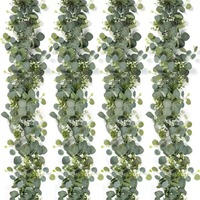 180cm Künstliche Eukalyptus-Girlande mit Blumen, Künstliche Silver Dollar Grünranken für Hochzeitstischläufer, Hintergrund und Heimdekoration