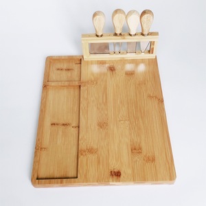 Bamboo <b>Cheese</b> Board <b>Set</b> With Four Piece <b>Knife</b> <b>Set</b> Portable Cutting Board For Kitchen Food Serving Durable Hand Wash Only - Product Image 2