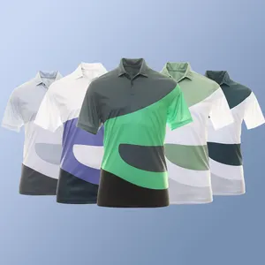 उच्च गुणवत्ता वाली लक्जरी पॉलिएस्टर स्पैन्डेक्स 4 तरह खिंचाव गोल्फ कपड़ों की प्रवृत्ति ज्यामितीय प्रिंट पुरुषों के लिए
