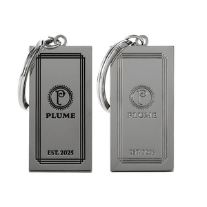 Llavero Personalizado Plateado Rectangular de Aleación de Zinc con Logotipo en Relieve 3D y Esmalte, Letra Personalizada - Product Image 2