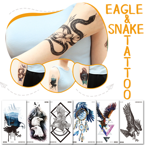 Adesivi per tatuaggi temporanei personalizzati per il trucco del corpo sicuri per la pelle Henna <span class=keywords><strong>Tattoo</strong></span> Art Wings Eagle Snake - Product Image 3