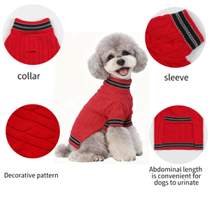 Pakaian Hewan Peliharaan Bergaris Merah untuk Anjing Kucing Jumpsuit Pullover Kostum Hewan Peliharaan Mantel Hoodie Anjing Pakaian Anjing Kecil Hangat - Product Image 4