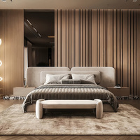 Luxuriöses Italienisches Echtleder-Polsterbett mit Breitem Kopfteil, Umweltfreundlich und Langlebig, in King- und Queen-Size für Villa-Hauptschlafzimmer