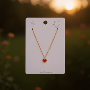 Angelina Red Heart Pendant <b>Necklace</b> Gold Plated Stainless Steel For Women Fashion Jewelry Gift Everyday Wearing - Product Image 2