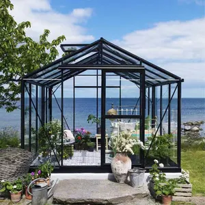 Modern Clear View Free Standing Victorian Sunroom Tempered Glass for Outdoor Garden Villa Aluminum Sunroom
