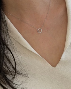 Collier Brilliant02 blanc en or 14 carats avec diamants et perles, bijoux en gros, fabricant de bijoux fins, collier personnalisé, fournisseur OEM ODM - Product Image 1