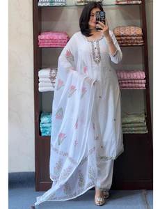 Heavy Georgette Butti bordado viscosa Chanderi mujer fiesta tradicional Ropa Étnica secado rápido cosido indio Kurti Top - Product Image 4