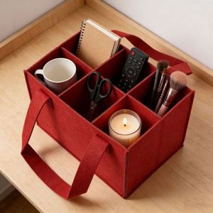 Sac de transport pour 6 bouteilles avec séparateurs, sac à main en feutre pour le rangement du vin - Product Image 2