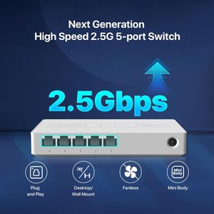 <span class=keywords><strong>Switch</strong></span> Firewall Gestito <span class=keywords><strong>Tenda</strong></span> SE105, Capacità di Switching 25Gbps, 5 Porte Base-T 2.5G, Supporto WDS/WPS per Casa e SOHO - Product Image 2