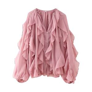 SHENZHU camicetta <span class=keywords><strong>in</strong></span> Chiffon elegante camicia da donna a maniche lunghe e di lunghezza regolare Design alla moda semplice-disponibile - Product Image 6