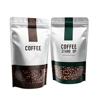 Sachet de café en aluminium mat avec fenêtre transparente, refermable, à fermeture éclair, avec valve