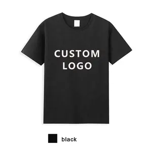 Camiseta de cuello redondo Lisa para hombre, Camisa de algodón con logotipo personalizado impreso, Color sólido, 180gsm, venta al por mayor de fábrica