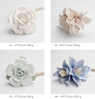 Diffuseur de parfum créatif en céramique rose, bleu et blanc, en forme de rose, fait main, avec fil de coton, pour la décoration de la maison et du bureau