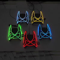 Masque d'animal néon lumineux pour Halloween, masque LED lumineux de super-héros, masque de fête de mascarade à demi-visage, costume