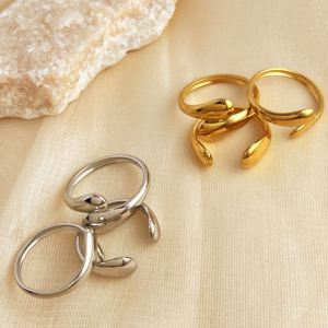 Juego de 3 Anillos Ajustables de Acero Inoxidable con Baño de Oro de 18k, Estilo Punk, Joyería de Moda al por Mayor - Product Image 2