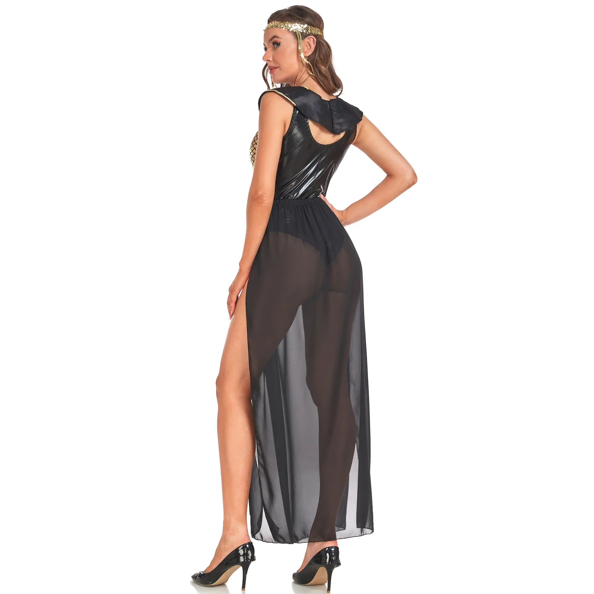 M-XL Egyptian Cleopatra Costume Court Dress Halloween Greek Goddess Dress Makeup Ball Performance Dress