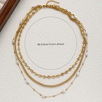 Collier ras du cou multicouche en perles plaqué or PVD 18 carats en acier inoxydable 316L avec pendentif pour femme – Vente en gros