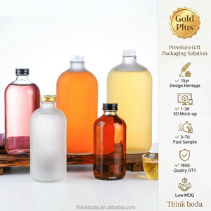 Bouteille en verre à épaules arrondies avec bouchon à vis, vide, 1L, pour spiritueux, café infusé à froid, jus, ou comme pot à kombucha - Product Image 1