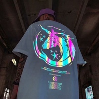 T-shirt d'été réfléchissant et fluorescent pour homme, personnalisable avec logo, coupe ample, manches courtes, grandes tailles, 240 grammes, 100 % coton, séchage rapide, couleur unie