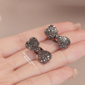 Mini barrettes à cheveux en strass <span class=keywords><strong>avec</strong></span> nœud, pince bec de canard latérale, pince à cheveux en cristal haut de gamme, accessoires pour cheveux pour femmes - Product Image 2