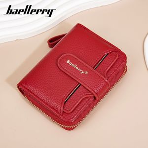 กระเป๋าสตางค์สั้นผู้หญิง Baellerry สีแดง หนังแท้ ซิปใส่เหรียญอเนกประสงค์ ใช้ได้ทุกวัน - Product Image 1