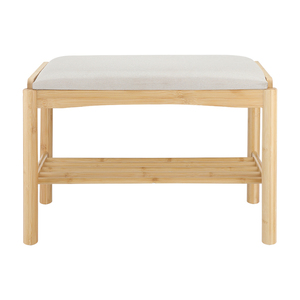 Banc à chaussures en bambou moderne pour entrée et salon avec une étagère et un coussin moelleux, usine BSCI - Product Image 2