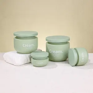 wholesale 250ml hdpe green round jar container empty facial mask body scrub plastic frosted jar with lid