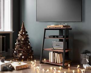 Salon Cuisine Entrepôt En Bois Solide Structure 4 Étagères <span class=keywords><strong>HiFi</strong></span> Armoire Bois Acier Lecteur CD Stand - Product Image 2