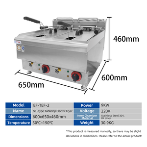 Friggitrice Elettrica da Tavolo in Acciaio Inox a Temperatura Precisa, Salvaspazio per Snack <span class=keywords><strong>Bar</strong></span> e Cucine di Caffetterie - Product Image 2