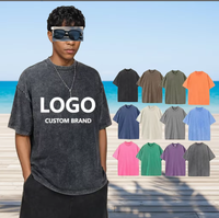 T-shirt personnalisé style rétro délavé à l'acide, 100% coton, coupe courte, noir uni, coupe oversize, tissu épais