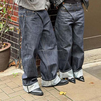 Fabricant de pantalons pour hommes, jeans en denim japonais selvedge vintage, coupe ample et plissée, style stacked, sur mesure